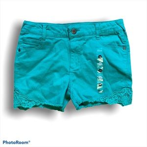 Green Denim Shorts Girls XL 14 NWT Epic Threads